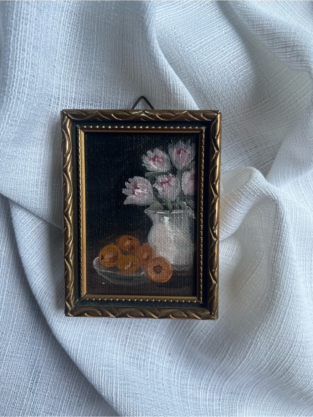 “Sweet August” mini oil painting framed